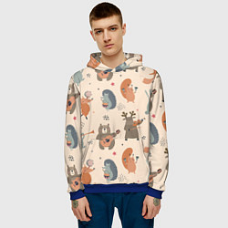 Толстовка-худи мужская Животные с инструментами, цвет: 3D-синий — фото 2