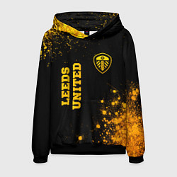 Толстовка-худи мужская Leeds United - gold gradient вертикально, цвет: 3D-черный