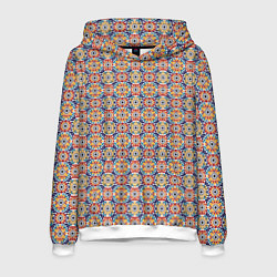 Толстовка-худи мужская Марокканская мозаика цветочный узор, цвет: 3D-белый