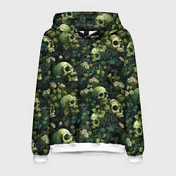 Толстовка-худи мужская Поле черепов с цветами, цвет: 3D-белый