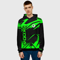 Толстовка-худи мужская Skoda - green uniform, цвет: 3D-черный — фото 2