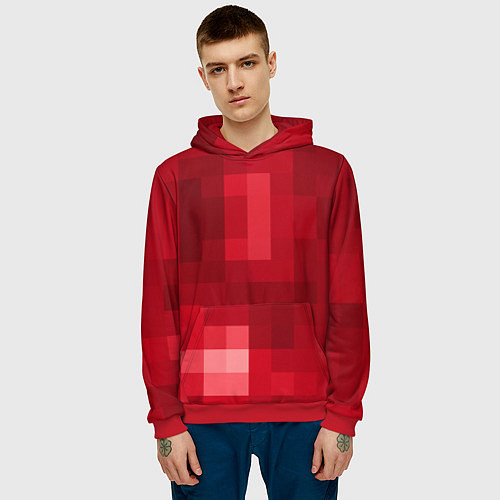 Мужская толстовка Red cubes abstraction / 3D-Красный – фото 3