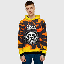 Толстовка-худи мужская Ozzy Osbourne рок панда и огонь, цвет: 3D-черный — фото 2