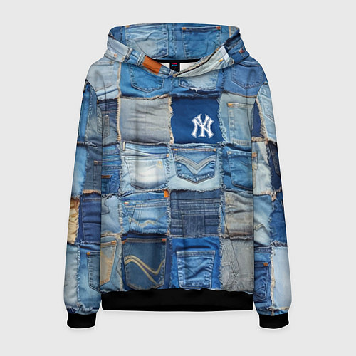 Мужская толстовка Patchwork - New York yankees baseball team / 3D-Черный – фото 1