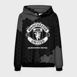 Толстовка-худи мужская Manchester United sport на темном фоне, цвет: 3D-черный