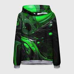 Толстовка-худи мужская Green dark abstract geometry style, цвет: 3D-меланж