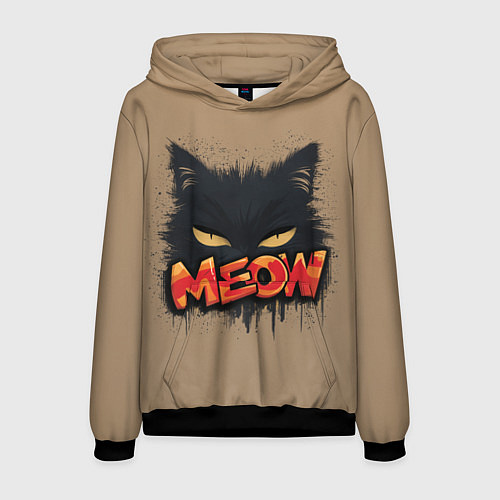 Мужская толстовка Силуэт кошки мяу / 3D-Черный – фото 1