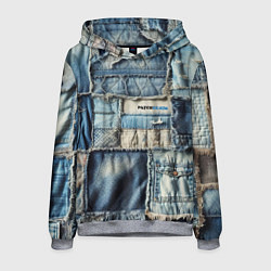 Толстовка-худи мужская Patchwork denim - vogue, цвет: 3D-меланж