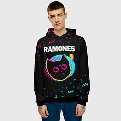 Толстовка-худи мужская Ramones - rock star cat, цвет: 3D-черный — фото 2