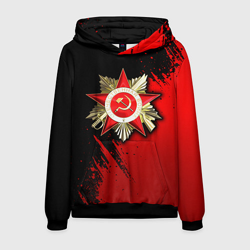 Мужская толстовка Велика отечественная - красный градиент / 3D-Черный – фото 1
