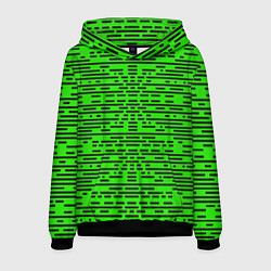 Толстовка-худи мужская Чёрные полосы на зелёном фоне, цвет: 3D-черный
