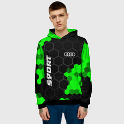 Толстовка-худи мужская Audi green sport hexagon, цвет: 3D-черный — фото 2