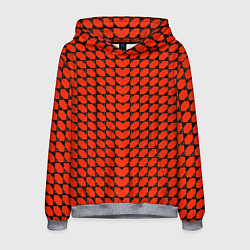 Толстовка-худи мужская Красные лепестки шестиугольники, цвет: 3D-меланж