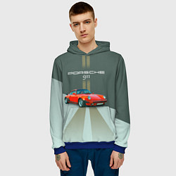 Толстовка-худи мужская Porsche спортивный немецкий автомобиль, цвет: 3D-синий — фото 2