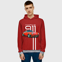 Толстовка-худи мужская Порше спортивный немецкий автомобиль, цвет: 3D-меланж — фото 2