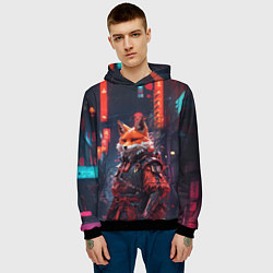 Толстовка-худи мужская Лис-самурай, цвет: 3D-черный — фото 2