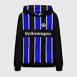 Толстовка-худи мужская Фольцваген - черный и синий, цвет: 3D-черный
