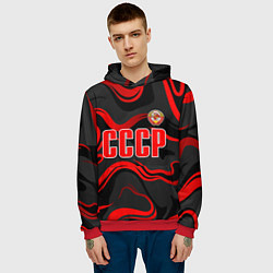 Толстовка-худи мужская СССР - red stripes, цвет: 3D-красный — фото 2