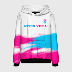 Толстовка-худи мужская Aston Villa neon gradient style посередине, цвет: 3D-черный