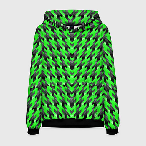 Мужская толстовка Чёрно-зелёный паттерн / 3D-Черный – фото 1