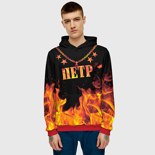 Мужская толстовка Петр - имя в огне / 3D-Красный – фото 3