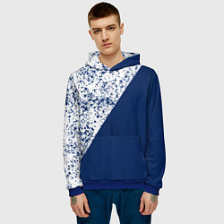 Толстовка-худи мужская Сине-белый пополам, цвет: 3D-синий — фото 2