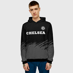 Толстовка-худи мужская Chelsea sport на темном фоне посередине, цвет: 3D-черный — фото 2