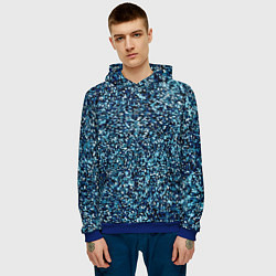 Толстовка-худи мужская Синий пёстрый текстурированный, цвет: 3D-синий — фото 2