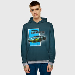 Толстовка-худи мужская Спортивная машина Lamborghini Aventador, цвет: 3D-меланж — фото 2