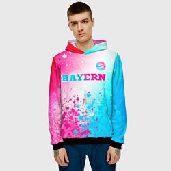 Толстовка-худи мужская Bayern neon gradient style посередине, цвет: 3D-черный — фото 2