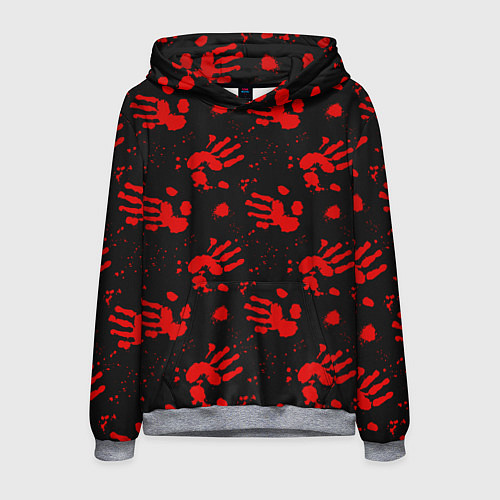 Мужская толстовка Blood hands паттерн / 3D-Меланж – фото 1