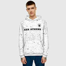 Толстовка-худи мужская AEK Athens sport на светлом фоне посередине, цвет: 3D-белый — фото 2