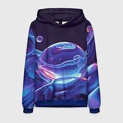 Толстовка-худи мужская Космические мыльные пузыри, цвет: 3D-синий