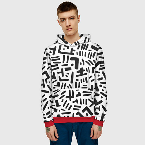 Мужская толстовка Паттерн линиями / 3D-Красный – фото 3