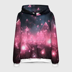 Толстовка-худи мужская Розовый абстрактный космос, цвет: 3D-белый