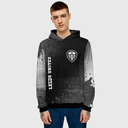 Толстовка-худи мужская Leeds United sport на темном фоне вертикально, цвет: 3D-черный — фото 2