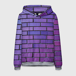 Толстовка-худи мужская Кирпичная стена фиолетовый паттерн, цвет: 3D-меланж