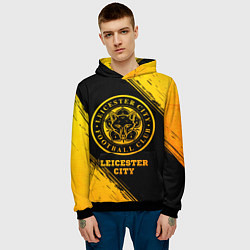 Толстовка-худи мужская Leicester City - gold gradient, цвет: 3D-черный — фото 2