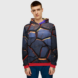 Толстовка-худи мужская Темная абстрактная объемная плитка, цвет: 3D-красный — фото 2