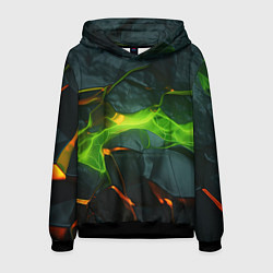 Толстовка-худи мужская Неоновая яркая геометрическая абстракция со светом, цвет: 3D-черный
