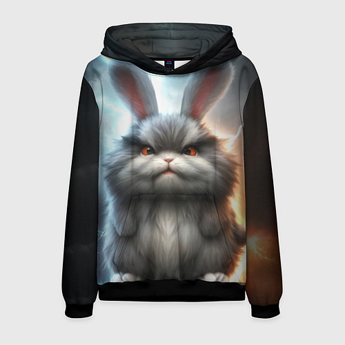 Мужская толстовка Грозный заяц / 3D-Черный – фото 1