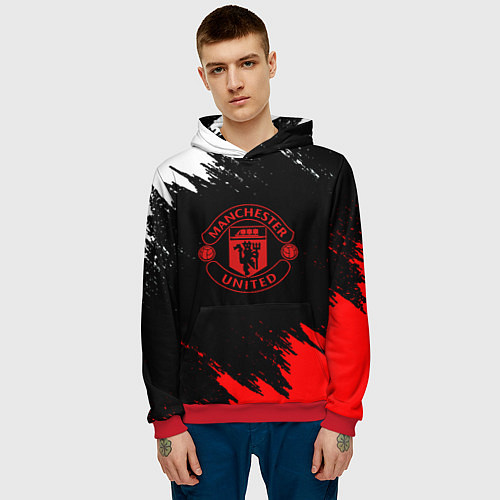 Мужская толстовка Манчестер Сити краски / 3D-Красный – фото 3