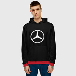 Толстовка-худи мужская Mercedes benz logo white, цвет: 3D-красный — фото 2