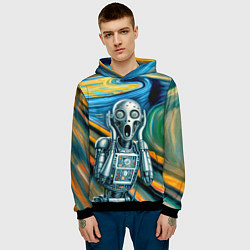 Толстовка-худи мужская Робот кричит на картине Эдварда Мунка, цвет: 3D-черный — фото 2