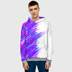 Толстовка-худи мужская Neon glitch, цвет: 3D-меланж — фото 2