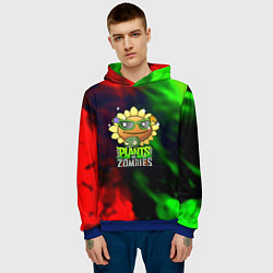 Толстовка-худи мужская Plants vs zombies огненный градиент, цвет: 3D-синий — фото 2