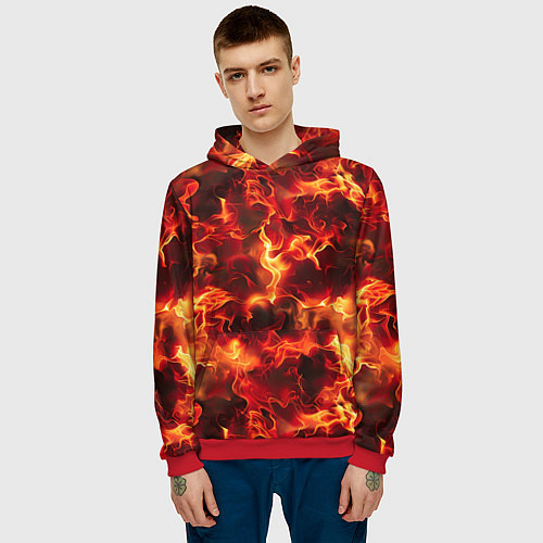 Мужская толстовка Огненный элементаль / 3D-Красный – фото 3