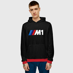Толстовка-худи мужская BMW m1 logo, цвет: 3D-красный — фото 2