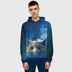 Толстовка-худи мужская Космический кошак, цвет: 3D-синий — фото 2