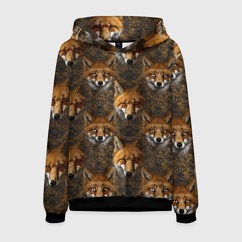 Мужская толстовка Лакшери паттерн с золотыми лисицами / 3D-Черный – фото 1